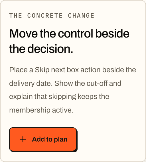 Proposed improvement: move the skip-next-box control beside the delivery date.