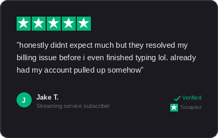 TrustPilot review — billing resolved instantly
