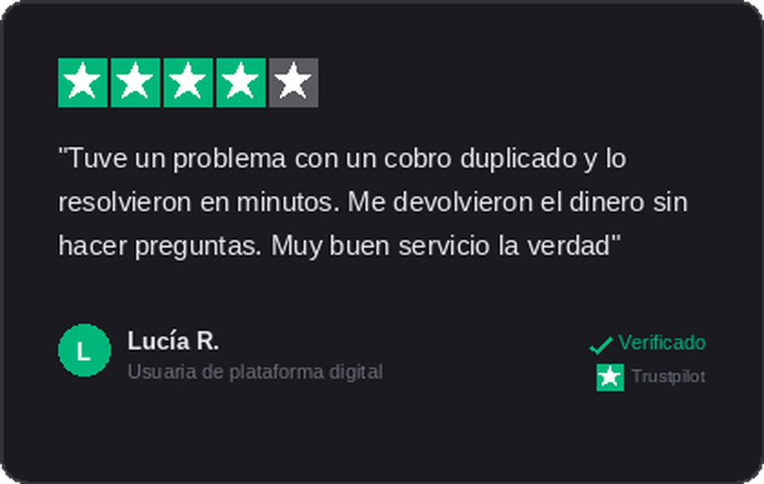 Reseña TrustPilot — cobro duplicado resuelto